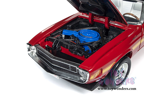 Auto World American Muscle - Hemmings Muscle Machines | Shelby GT500&reg; Convertible (1970, 1/18 scale diecast model car, Apple Red/Black/Yellow) AMM1187