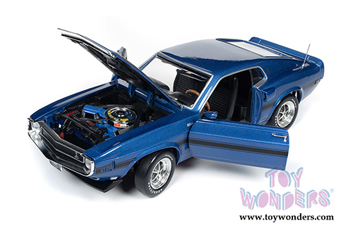 Auto World - Ford Mustang Shelby&reg; GT-350 Fastback Pilot Car Hardtop Muscle Car & Corvette Nationals (MCACN) 50th Anniversary of the Boss Engines (1969-2019) (1969, 1/18 scale diecast model car, Acapulco Blue w/Black)  AMM1188