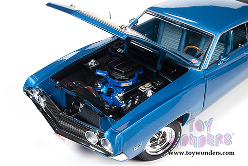Auto World American Muscle - Hemmings Muscle Machines Ford Torino Cobra Hardtop (1970, 1/18 scale diecast model car, Metallic Blue/Black) AMM1189