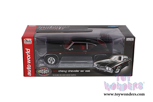 Auto World American Muscle - Chevy&reg; Chevelle&reg; SS 396 Hardtop Muscle Car & Corvette Nationals (MCACN) (1969, 1/18 scale diecast model car, Tuxedo Black) AMM1190