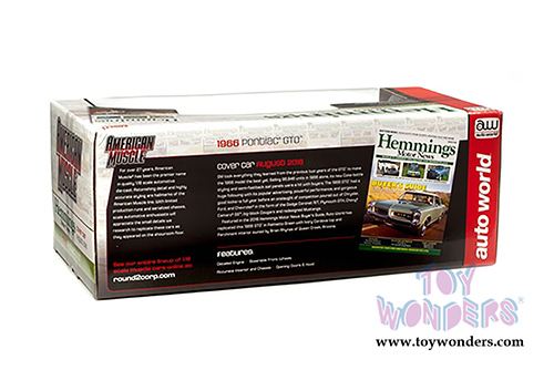 Auto World American Muscle - Hemmings Motor News | Pontiac&reg; GTO&trade; Magazine Cover Car (August 2016) (1966, 1/18 scale diecast model car, Palmetto Green) AMM1192