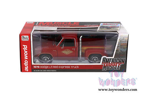 Auto World American Muscle - Hemmings Muscle Machines | Dodge Adventurer 150 Pickup Truck - Li'l Red Express Truck (1978, 1/18 scale diecast model car, Red) AMM1194