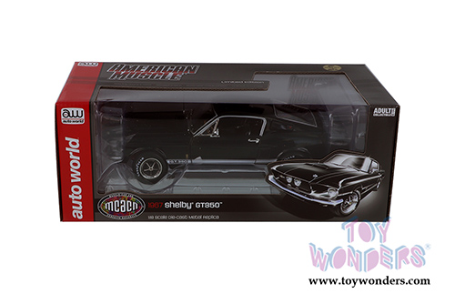 Auto World - American Muscle Ford Mustang Shelby&reg; GT350 Muscle Car & Corvette Nationals (MCACN) (1967, 1/18 scale diecast model car, Raven Black) AMM1202