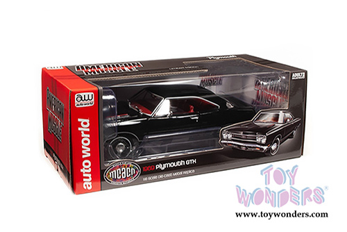 Auto World - American Muscle - Plymouth GTX Hardtop Muscle Car & Corvette Nationals (MCACN) (1969, 1/18 scale diecast model car, Black Velvet) AMM1204