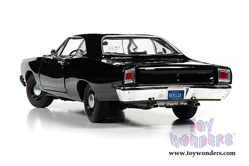 Auto World American Muscle - Hemmings Muscle Machines | Plymouth HEMI 426 Roadrunner Hardtop  (1969, 1/18 scale diecast model car, Tuxedo Black) AMM1213