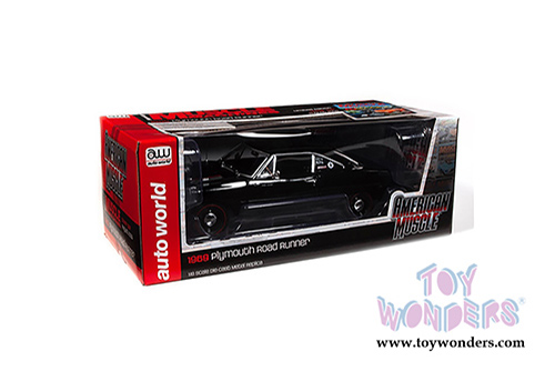 Auto World American Muscle - Hemmings Muscle Machines | Plymouth HEMI 426 Roadrunner Hardtop  (1969, 1/18 scale diecast model car, Tuxedo Black) AMM1213