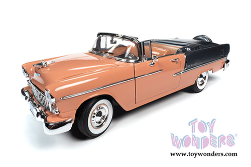 Auto World - American Muscle | Chevrolet&reg; Bel Air&reg; Convertible (1955, 1/18 scale diecast model car, Coral/Shadow Gray) AMM1221