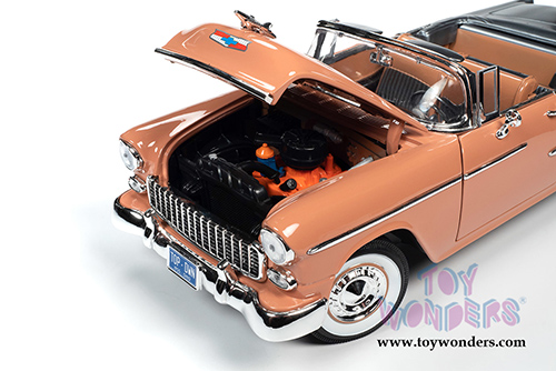 Auto World - American Muscle | Chevrolet&reg; Bel Air&reg; Convertible (1955, 1/18 scale diecast model car, Coral/Shadow Gray) AMM1221