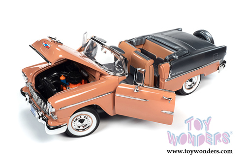 Auto World - American Muscle | Chevrolet&reg; Bel Air&reg; Convertible (1955, 1/18 scale diecast model car, Coral/Shadow Gray) AMM1221