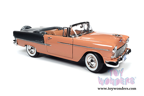 Auto World - American Muscle | Chevrolet&reg; Bel Air&reg; Convertible (1955, 1/18 scale diecast model car, Coral/Shadow Gray) AMM1221