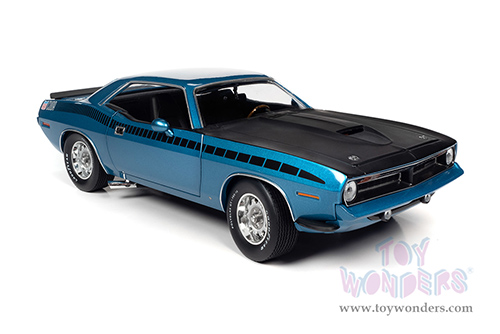Auto World - American Muscle 30th Anniversary | Plymouth AAR Barracuda 340 Six-Pack Hardtop (1970, 1/18 scale diecast model car, Blue Fire Metallic/Matte Black) AMM1225