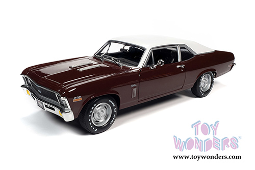 Auto World American Muscle - Chevrolet® Nova SS 396 Hardtop Muscle Car & Corvette Nationals (MCACN) (1970, 1/18 scale diecast model car, Black Cherry/White) AMM1230
