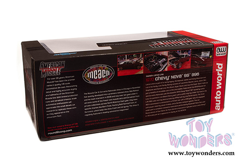 Auto World American Muscle - Chevrolet® Nova SS 396 Hardtop Muscle Car & Corvette Nationals (MCACN) (1970, 1/18 scale diecast model car, Black Cherry/White) AMM1230