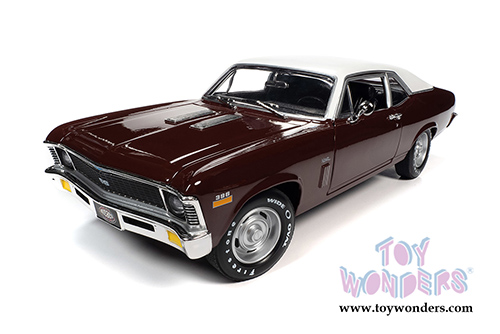 Auto World American Muscle - Chevrolet® Nova SS 396 Hardtop Muscle Car & Corvette Nationals (MCACN) (1970, 1/18 scale diecast model car, Black Cherry/White) AMM1230