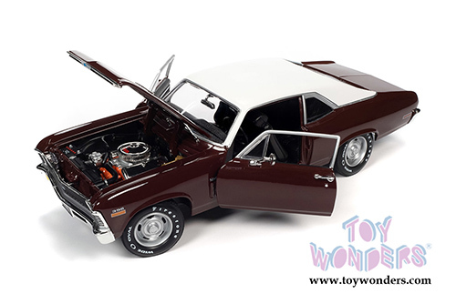 Auto World American Muscle - Chevrolet® Nova SS 396 Hardtop Muscle Car & Corvette Nationals (MCACN) (1970, 1/18 scale diecast model car, Black Cherry/White) AMM1230