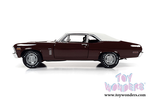 Auto World American Muscle - Chevrolet® Nova SS 396 Hardtop Muscle Car & Corvette Nationals (MCACN) (1970, 1/18 scale diecast model car, Black Cherry/White) AMM1230