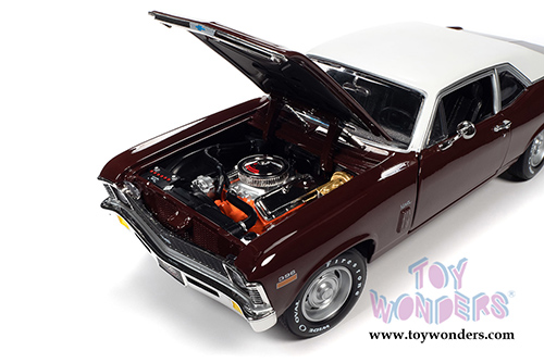 Auto World American Muscle - Chevrolet® Nova SS 396 Hardtop Muscle Car & Corvette Nationals (MCACN) (1970, 1/18 scale diecast model car, Black Cherry/White) AMM1230