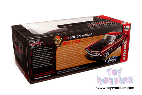 Auto World American Muscle - Ford Torino Cobra Class of '70 50th Anniversary (1970, 1/18 scale diecast model car, Candy Apple Red/Black) AMM1234
