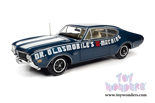 Auto World American Muscle - Oldsmobile&reg; 442 W-30 Coupe Muscle Car & Corvette Nationals (MCACN) (1969, 1/18 scale diecast model car, Trophy Blue/White) AMM1235