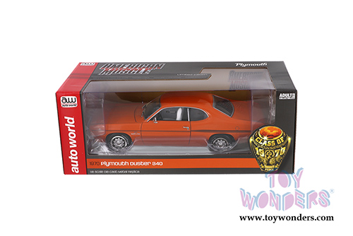 Auto World - American Muscle | Plymouth Duster 340 Hardtop Class of '70 50th Anniversary (1970, 1/18 scale diecast model car, Vitamin C Orange) AMM1239