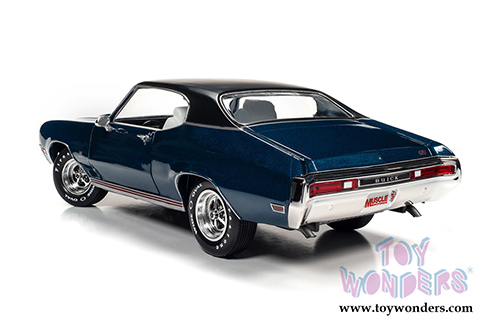 Auto World American Muscle - Hemmings Muscle Machines | Buick&reg; GS 455 Stage 1 Hardtop Magazine Cover Car (July 2019) (1970, 1/18 scale diecast model car, Diplomat Blue/Black) AMM1242