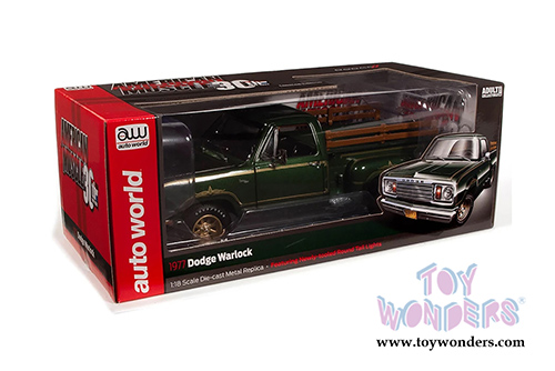 Auto World American Muscle - Dodge Warlock 150 Custom Stepside Pickup Truck (1977, 1/18 scale diecast model car, Medium Green Sunfire/Gold) AMM1243
