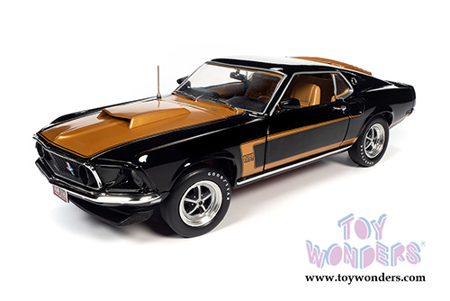 Auto World - American Muscle 30th Anniversary | Ford Mustang Boss 429 Fastback Hardtop (1969, 1/18 scale diecast model car, Raven Black/Gold) AMM1251