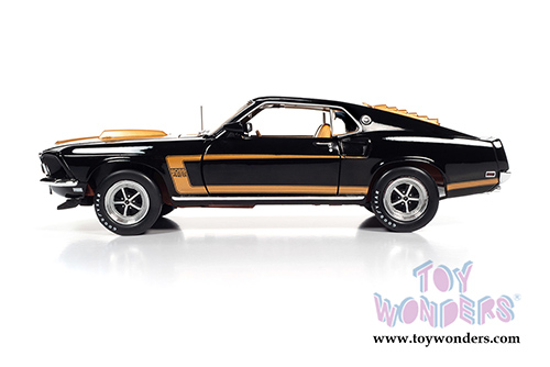 Auto World - American Muscle 30th Anniversary | Ford Mustang Boss 429 Fastback Hardtop (1969, 1/18 scale diecast model car, Raven Black/Gold) AMM1251