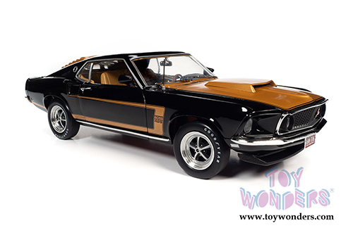 Auto World - American Muscle 30th Anniversary | Ford Mustang Boss 429 Fastback Hardtop (1969, 1/18 scale diecast model car, Raven Black/Gold) AMM1251
