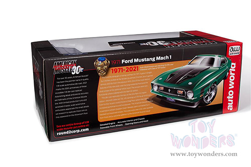 Auto World - American Muscle 30th Anniversary | Ford Mustang Mach 1 Class of '71 (1971, 1/18 scale diecast model car, Grabber Green Metallic) AMM1262