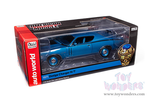 Auto World - American Muscle | Dodge Charger R/T Class of 1971 (1971, 1/18 scale diecast model car, GB5 Bright Metallic Blue) AMM1274