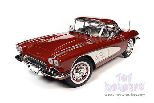 Auto World American Muscle - Chevrolet&reg; Corvette&reg; Convertible (1961, 1/18 scale diecast model car, Honduras Maroon/Ermine White Cove) AMM1281