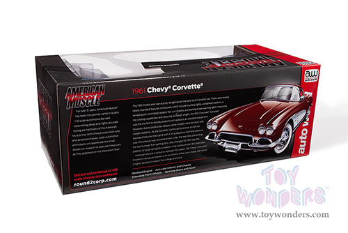Auto World American Muscle - Chevrolet&reg; Corvette&reg; Convertible (1961, 1/18 scale diecast model car, Honduras Maroon/Ermine White Cove) AMM1281