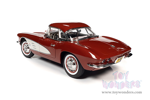 Auto World American Muscle - Chevrolet&reg; Corvette&reg; Convertible (1961, 1/18 scale diecast model car, Honduras Maroon/Ermine White Cove) AMM1281