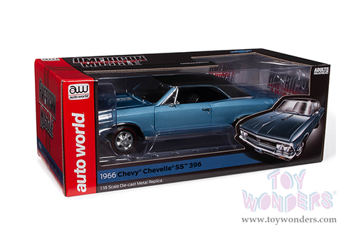 Auto World American Muscle - Chevrolet&reg; Chevelle&reg; SS&trade; 396 Hardtop (1966, 1/18 scale diecast model car, Mist Blue/Black top) AMM1282