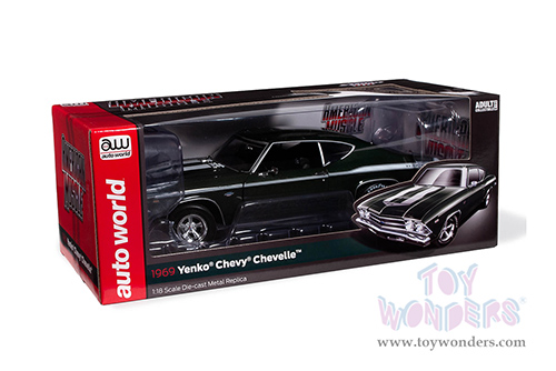 Auto World - American Muscle | Yenko&reg; Chevrolet&reg; Chevelle&trade; Hardtop (1969, 1/18 scale diecast model car, Fathom Green with white stripes) AMM1283