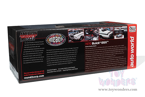 Auto World American Muscle - Buick® GSX™ Hardtop Muscle Car & Corvette Nationals (MCACN) (1970, 1/18 scale diecast model car, Apollo White) AMM1322 MAP: $99.99