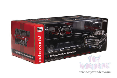 Auto World - American Muscle | Dodge Adventurer Sweptline Pickup Truck (1979, 1/18 scale diecast model car, Black) AMM1355 MAP: $104.99