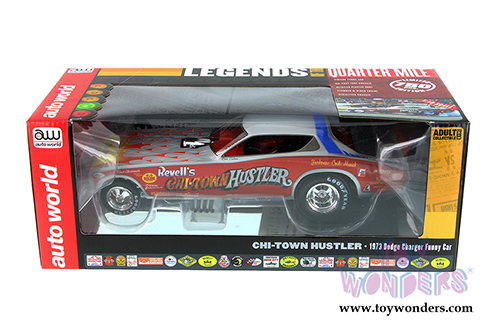 Auto World Legends - Chi-Town Hustler Dodge Charger NHRA Funny Car (1973, 1/18 scale diecast model car, Gray w/ Red) AW1168