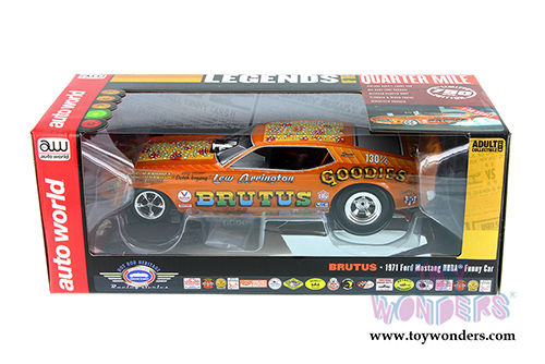 Auto World Legends - Brutus Ford Mustang NHRA Funny Car (1971, 1/18 scale diecast model car, Orange) AW1169