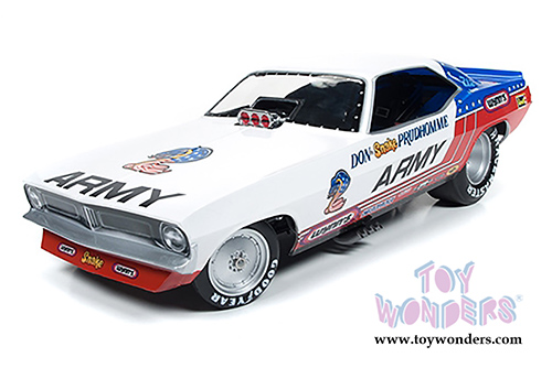 Auto World Legends - ARMY Plymouth Cuda NHRA Funny Car (1971, 1/18 scale diecast model car, Blue/Red/White) AW1170