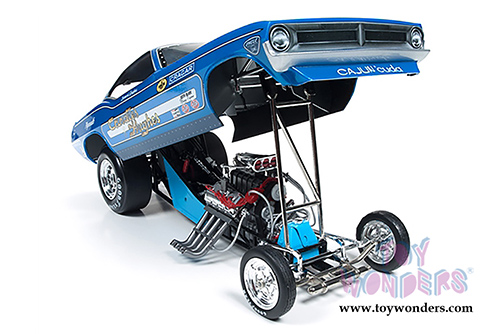 Auto World Legends - Candies & Hughes Plymouth Cuda NHRA Funny Car (1970, 1/18 scale diecast model car, Blue w/ White Stripes) AW1172