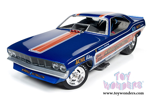 Auto World Legends - Whipple & McCulloch Plymouth Cuda NHRA Funny Car (1971, 1/18 scale diecast model car, Blue/Brown) AW1176