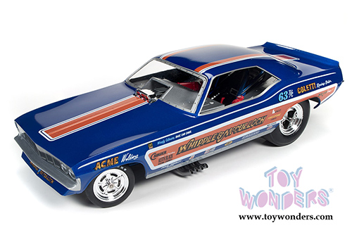 Auto World Legends - Whipple & McCulloch Plymouth Cuda NHRA Funny Car (1971, 1/18 scale diecast model car, Blue/Brown) AW1176