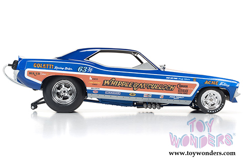 Auto World Legends - Whipple & McCulloch Plymouth Cuda NHRA Funny Car (1971, 1/18 scale diecast model car, Blue/Brown) AW1176
