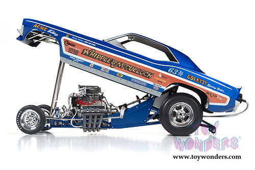 Auto World Legends - Whipple & McCulloch Plymouth Cuda NHRA Funny Car (1971, 1/18 scale diecast model car, Blue/Brown) AW1176