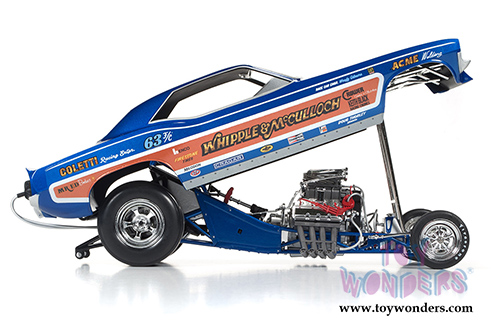 Auto World Legends - Whipple & McCulloch Plymouth Cuda NHRA Funny Car (1971, 1/18 scale diecast model car, Blue/Brown) AW1176