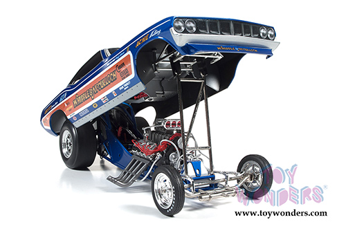 Auto World Legends - Whipple & McCulloch Plymouth Cuda NHRA Funny Car (1971, 1/18 scale diecast model car, Blue/Brown) AW1176