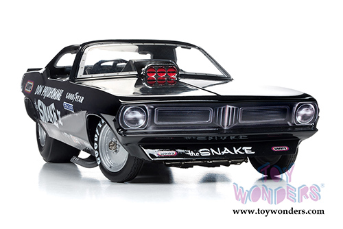 Auto World Legends - Don Prudhomme The Snake III Plymouth Cuda NHRA Funny Car (1973, 1/18 scale diecast model car, Black) AW1177