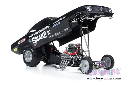 Auto World Legends - Don Prudhomme The Snake III Plymouth Cuda NHRA Funny Car (1973, 1/18 scale diecast model car, Black) AW1177